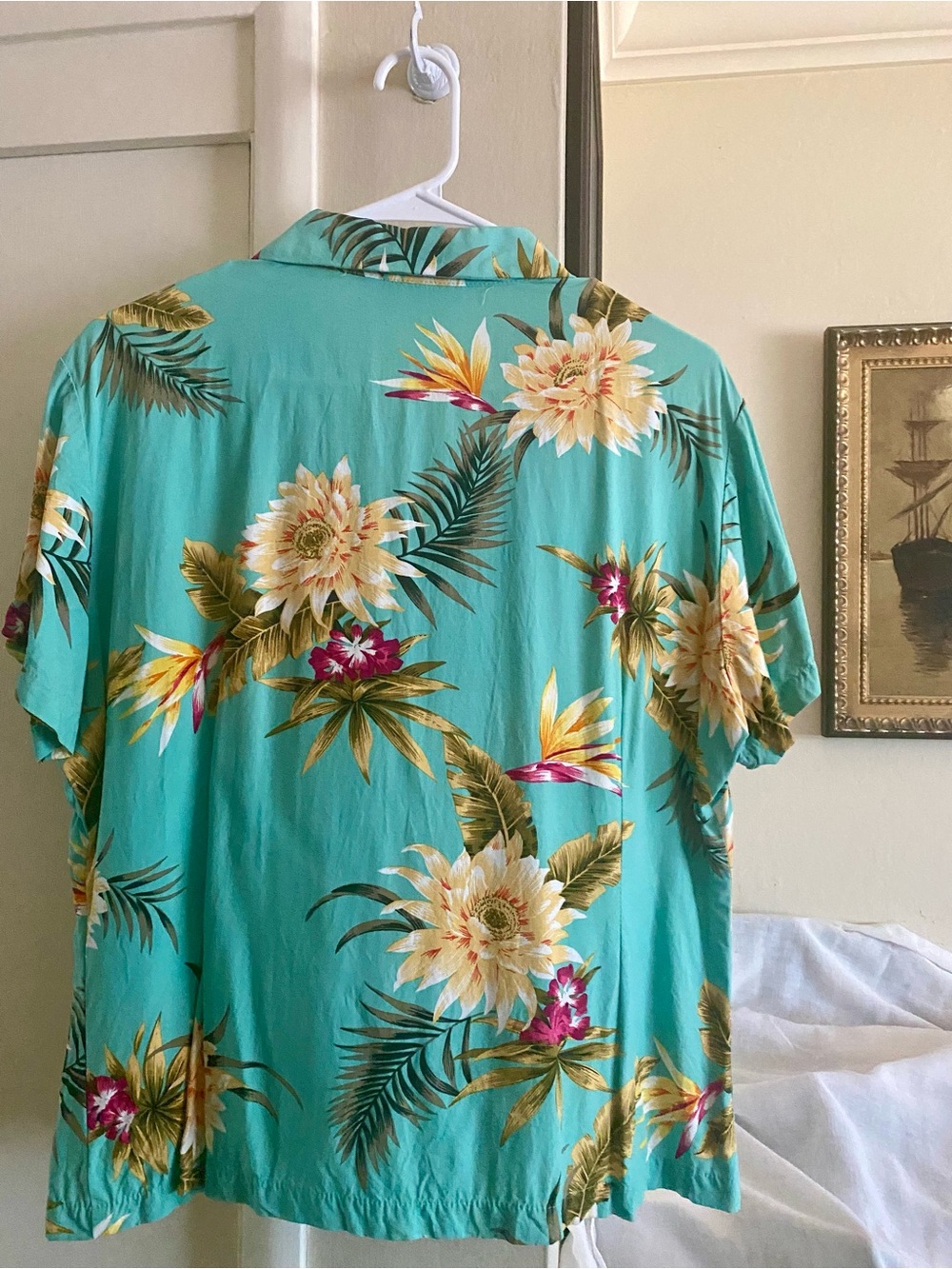 Two Palms Aqua Hawaiian Shirt - Picture 2 of 7